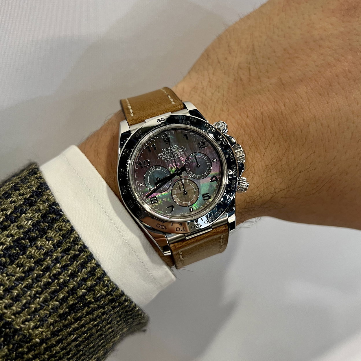 One View Of The Unique Mother Of Pearl Dial ( Counter At Six is Brown)