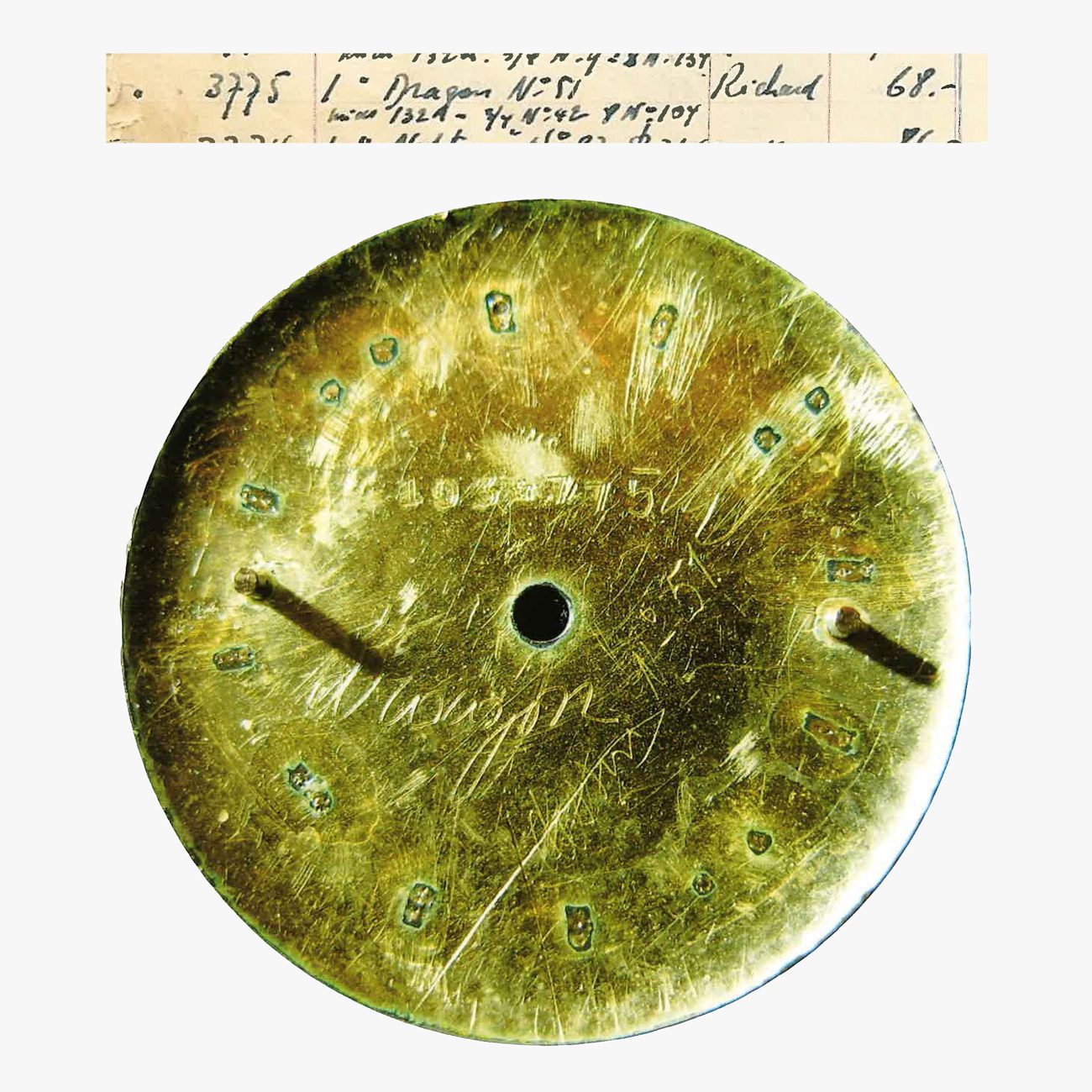 The Monaco Auction Rolex ref. 6098, backface of the dial and archive record. We are grateful to Tortella & Sons for the "deep-study" documentation.