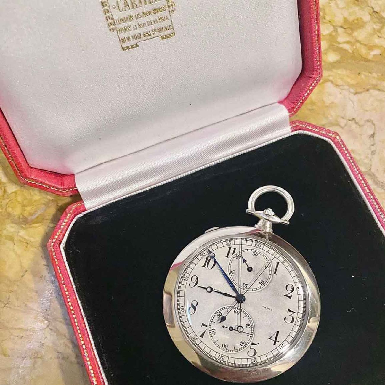 Cartier Pocket watch split seconds Chronograph in platinum.