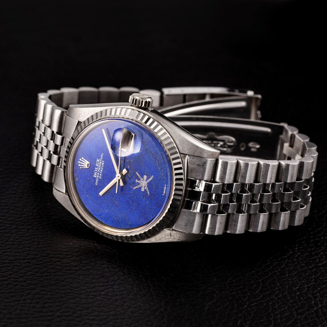 Rolex Datejust 1601, in white gold, with lapis lazuli and Khanjar logo dial – Sold for €351,000