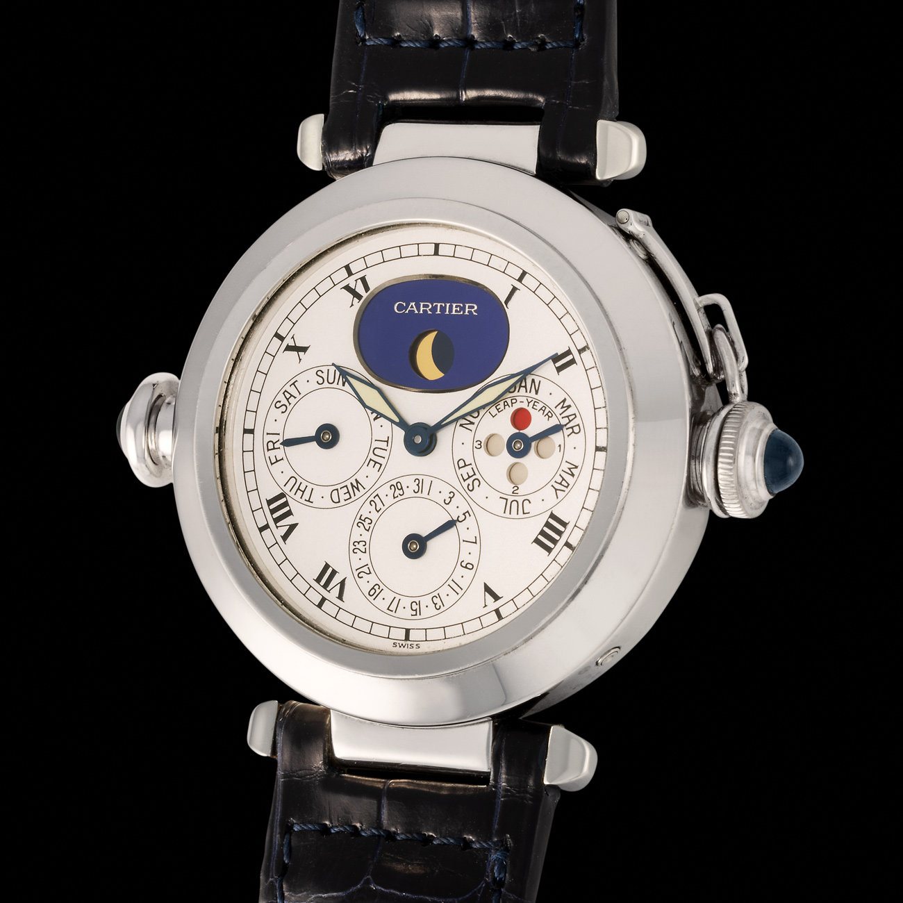 Lot 63 - A highly complicated Pasha in platinum, featuring a perpetual calendar, moon phase, and minute repeater, one of only five known examples.