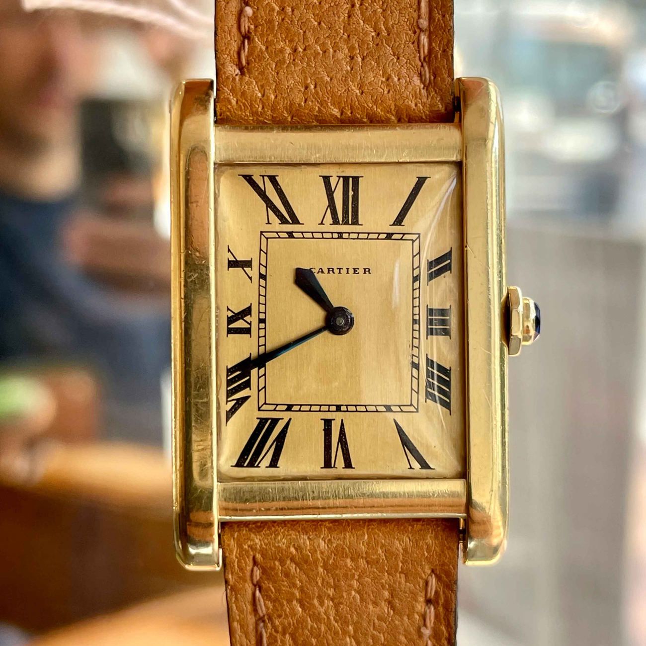 Cartier Tank Magnum in 18k yellow gold with gilt dial.