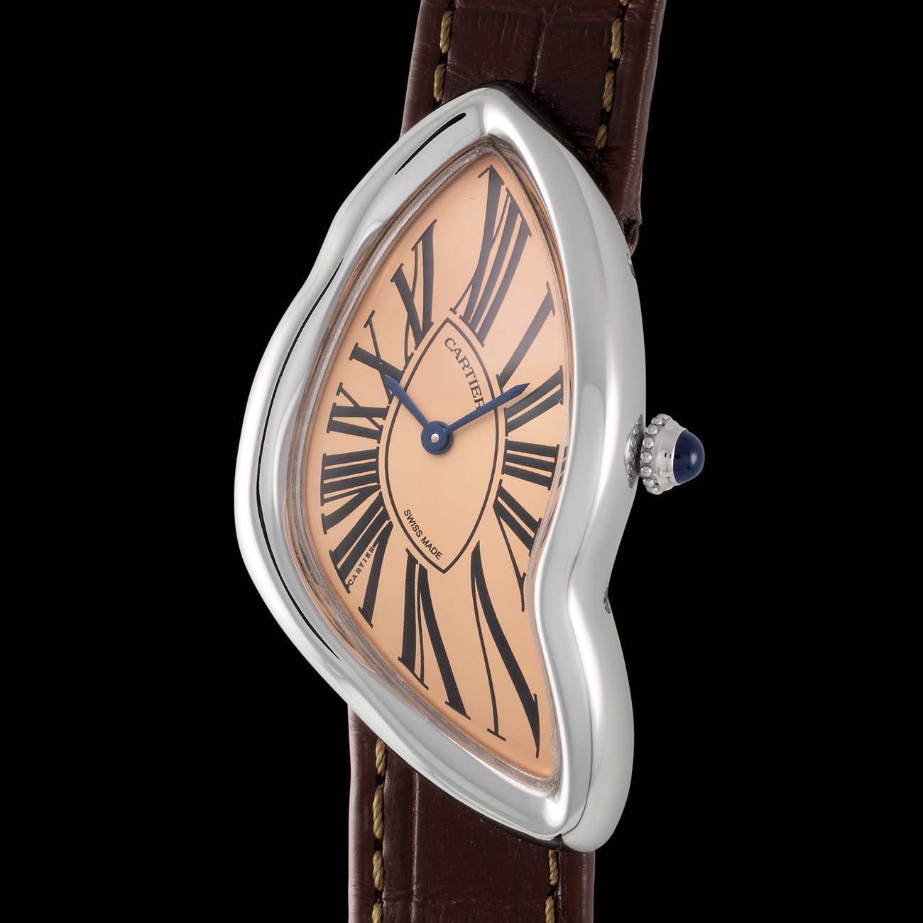 Lot 105 - A 2021 Special Order Cartier Crash with salmon dial and black numerals, echoing the audacity of the original 1967 creation.